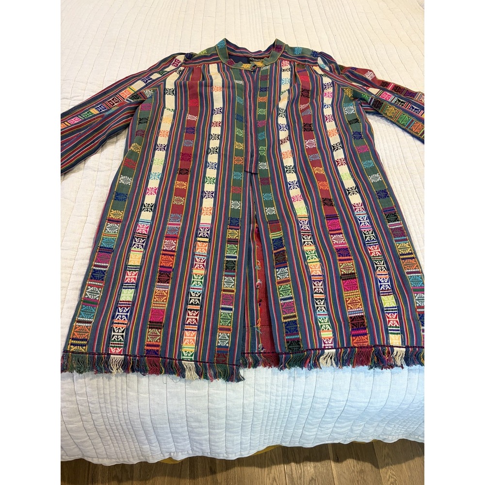Demetrios High Fashion Vintage Multicolour Woven Aztec Folk Art Kimono Jacket